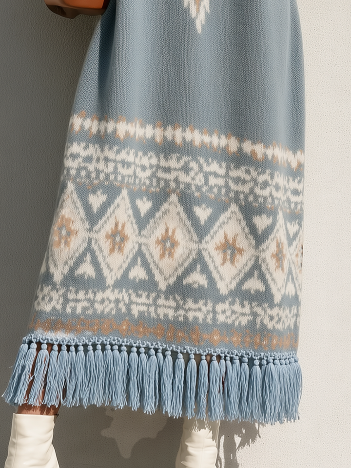 Ilyra - Fair Isle Jacquard Knit Maxi Dress