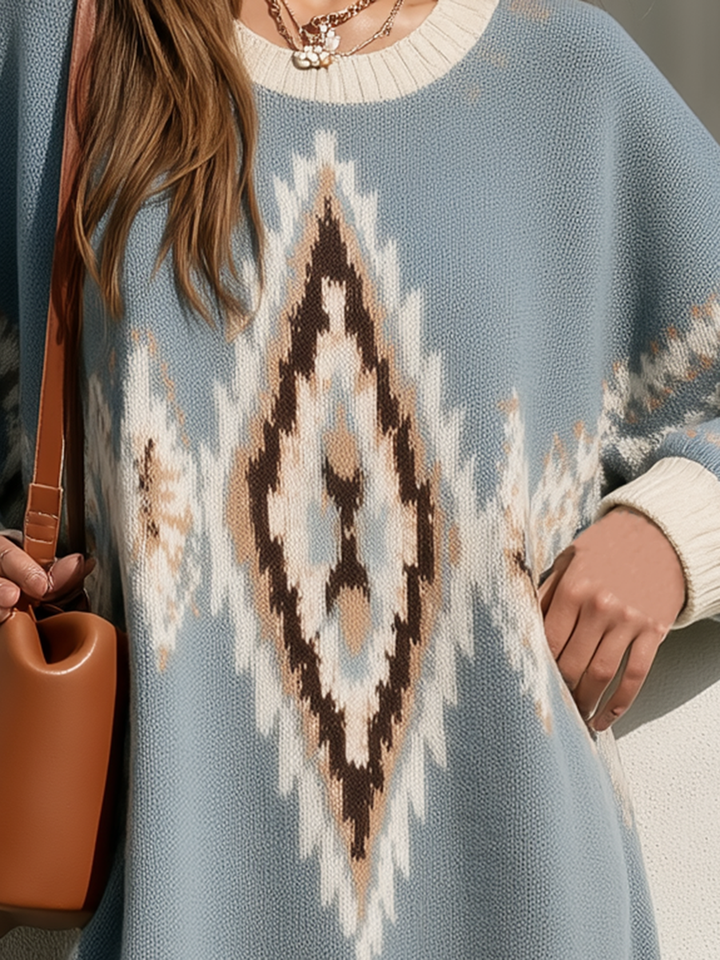 Ilyra - Fair Isle Jacquard Knit Maxi Dress