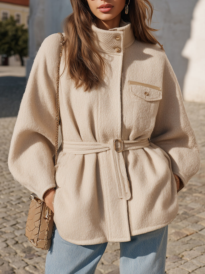 Ivenna - Stand Collar Wool-Blend Jacket