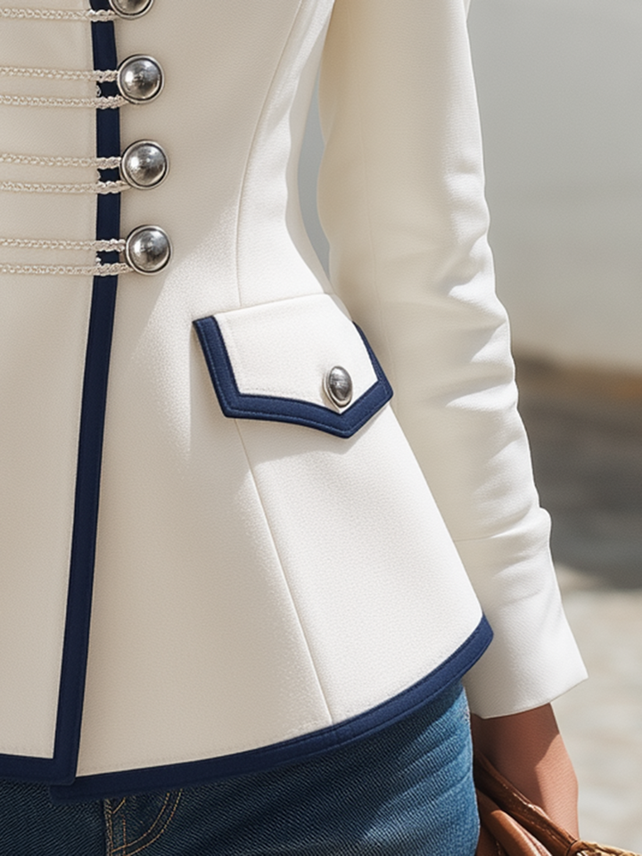 Renaya - Contrast Piping Woven Blazer