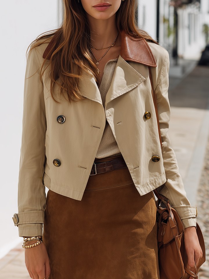 Mireva - Cropped Woven Trench Coat