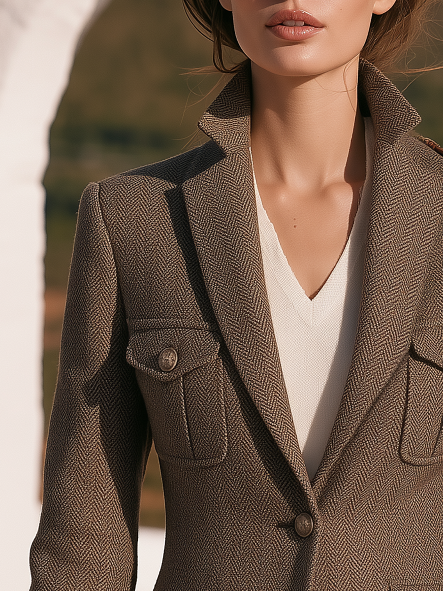 Orlise - Four-Pocket Herringbone Jacket