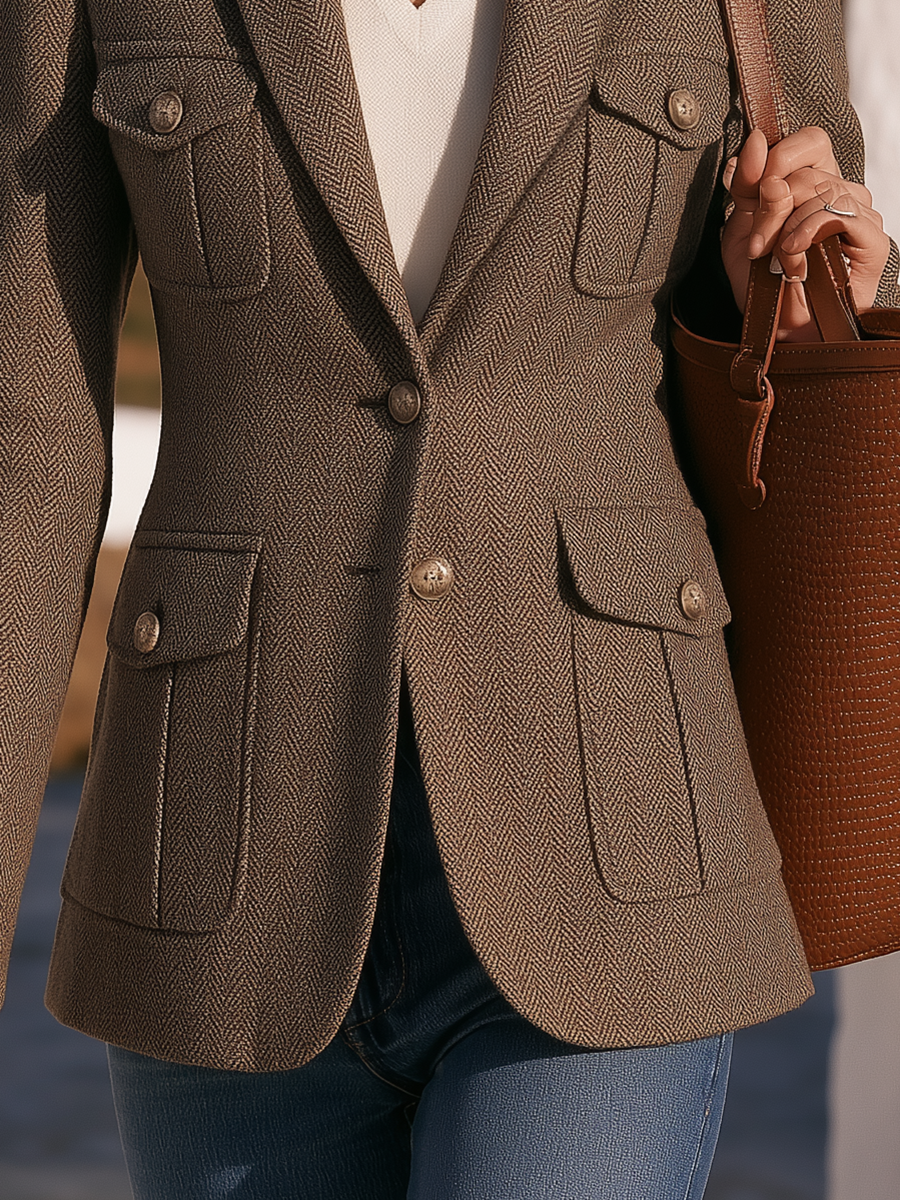 Orlise - Four-Pocket Herringbone Jacket