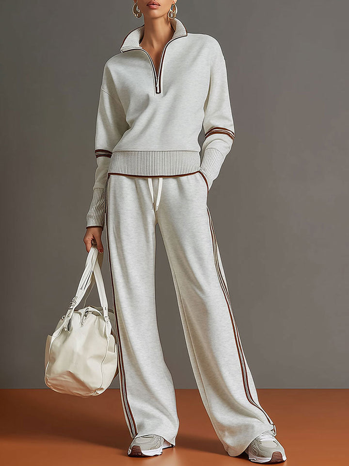 Mireva - Wide-Leg Blouse And Trousers Set