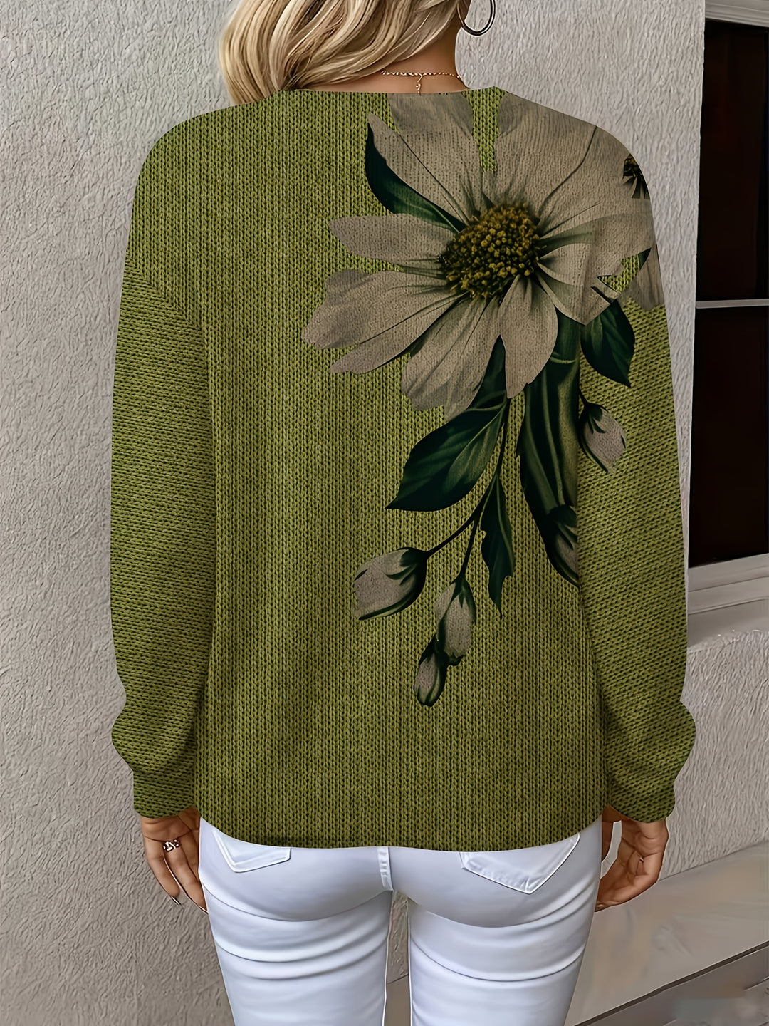 Caleia - Allover Floral Print Knit Sweater