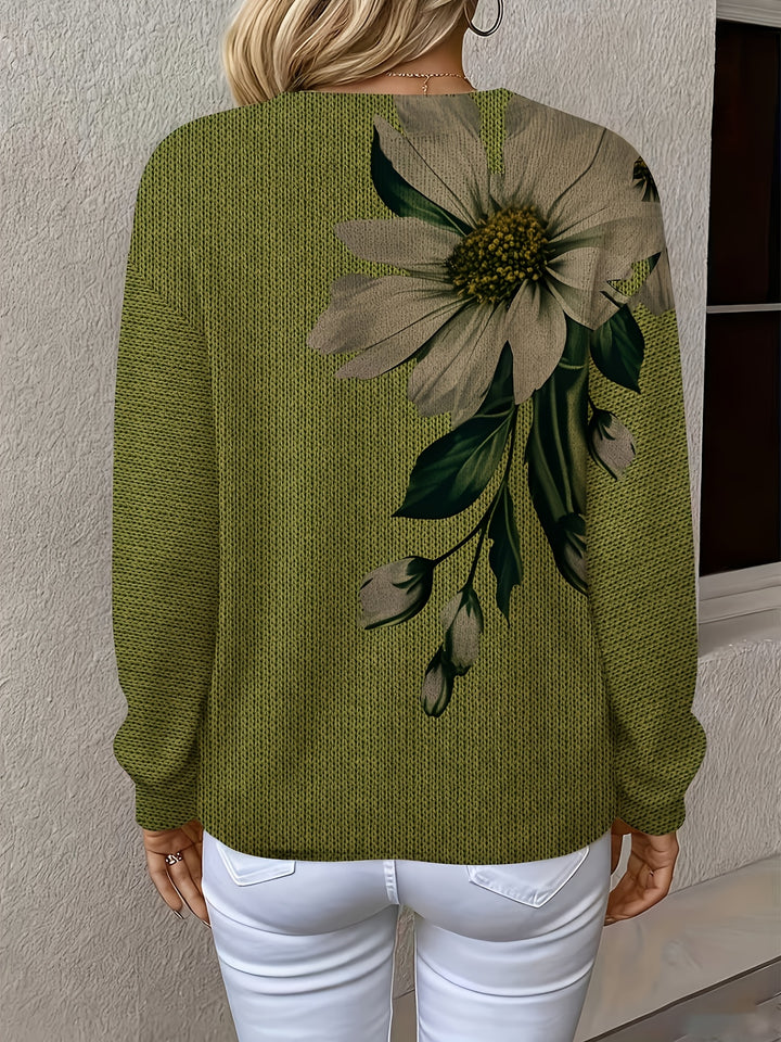 Caleia - Allover Floral Print Knit Sweater