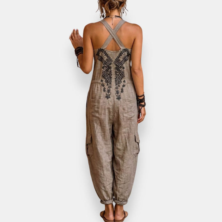 Nivara - Embroidered Bodice Woven Jumpsuit