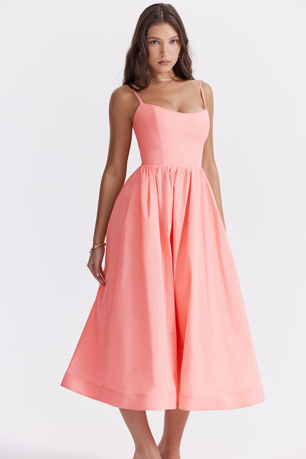 Nolara - Corset-Style Woven Midi Dress