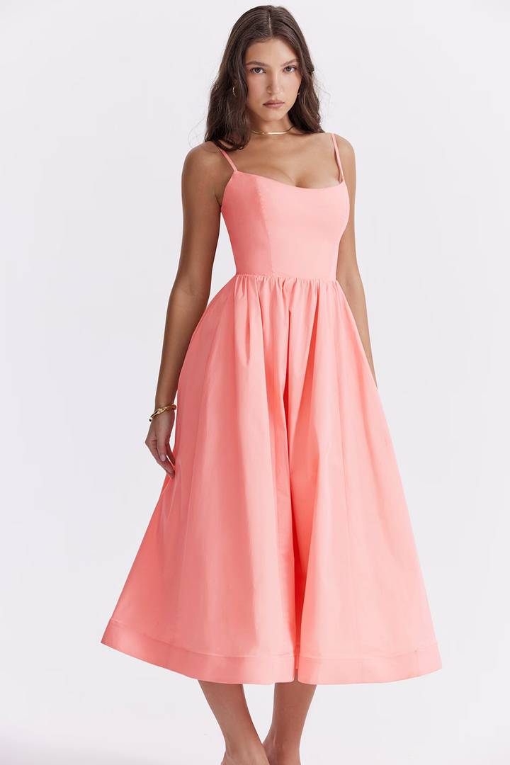 Nolara - Corset-Style Woven Midi Dress