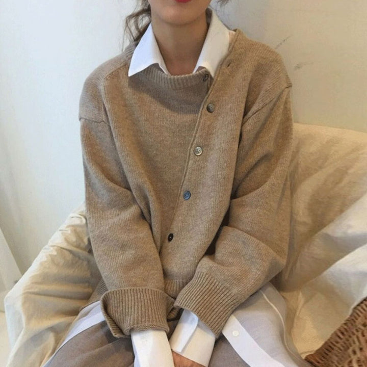 Naveya - Asymmetric Buttoned Cashmere-Blend Pullover