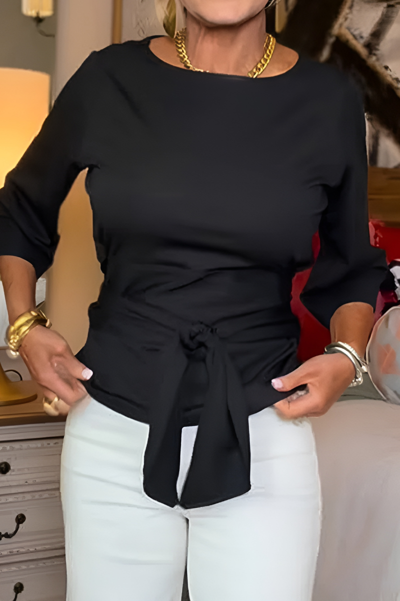 Novira - Bow-Waist Woven Top