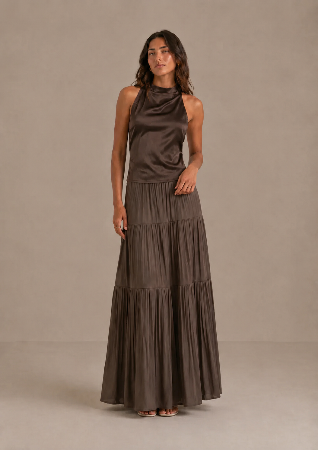 Noreli - Layered Woven Maxi Skirt