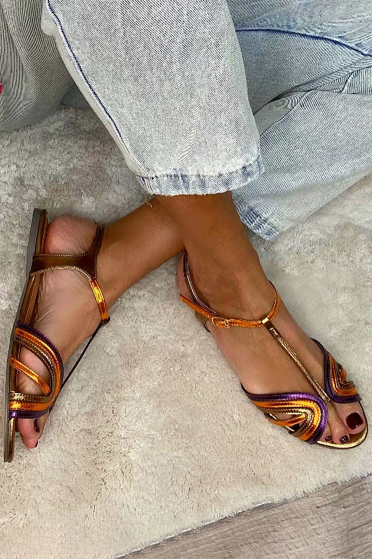 Kivara - Ankle-Strap Gold-Tone Sandals