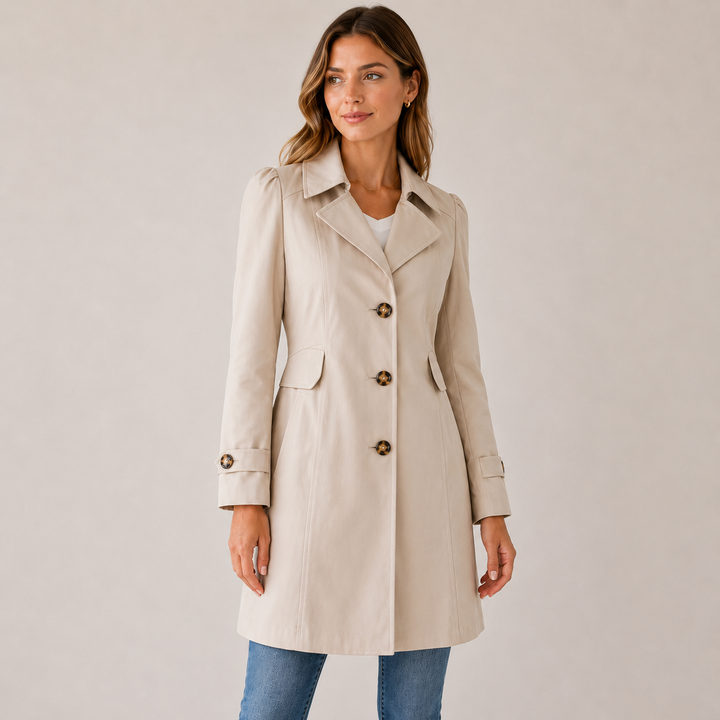 Enyra - Button-Front Woven Trench Coat