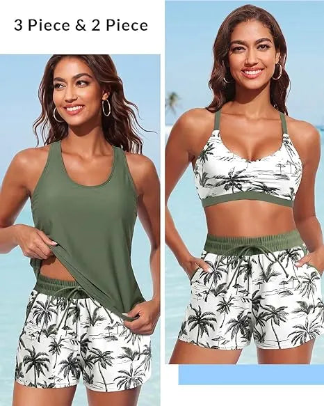 Rilena - Pocketed Boyshort Tricot Tankini Set