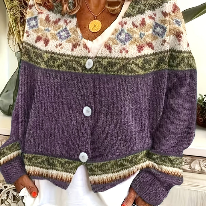 Mireva - Colour-Block Knit Cardigan