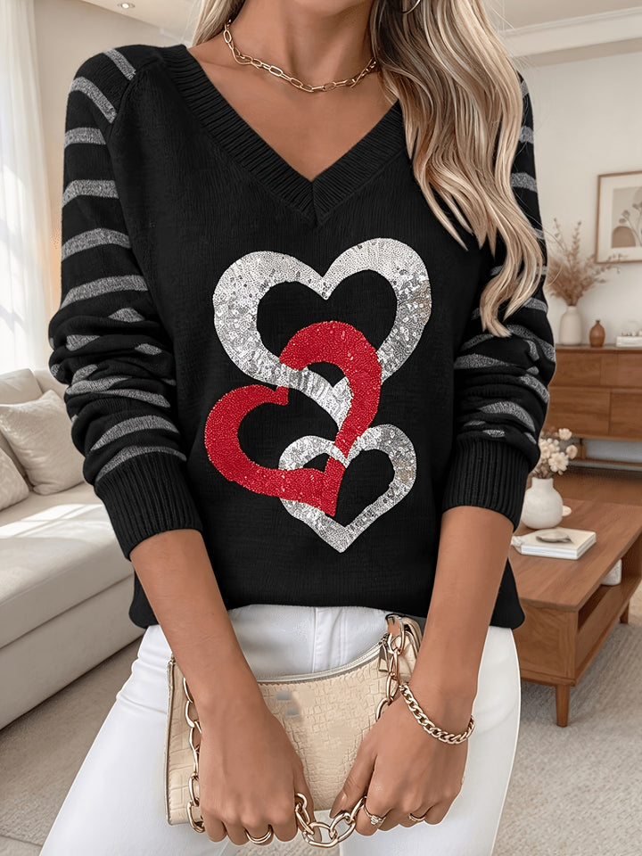 Velara - Sequin-Trim Knit Sweater