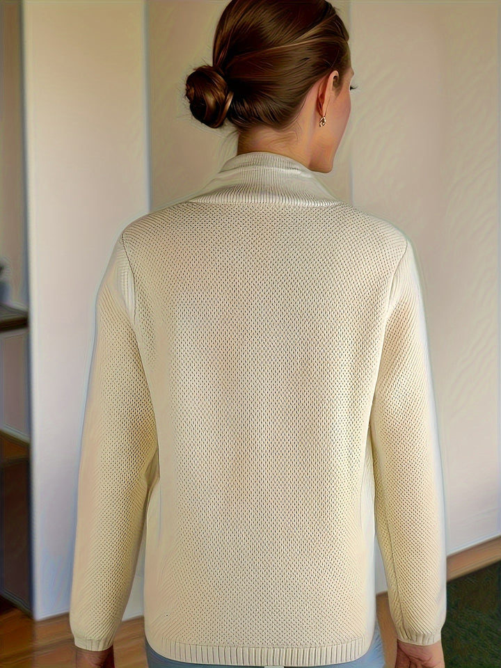 Avenya - Stand Collar Knit Sweater Top Coat