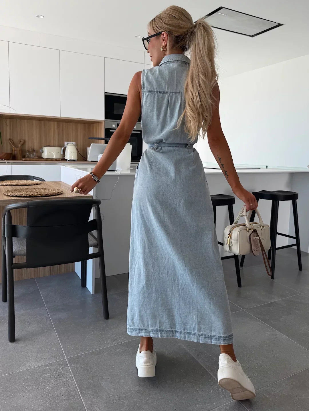 Lysena - Button-Front Denim Dress