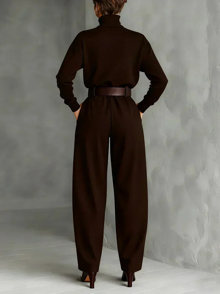 Avenya - Fitted Turtleneck Top & Trouser Set