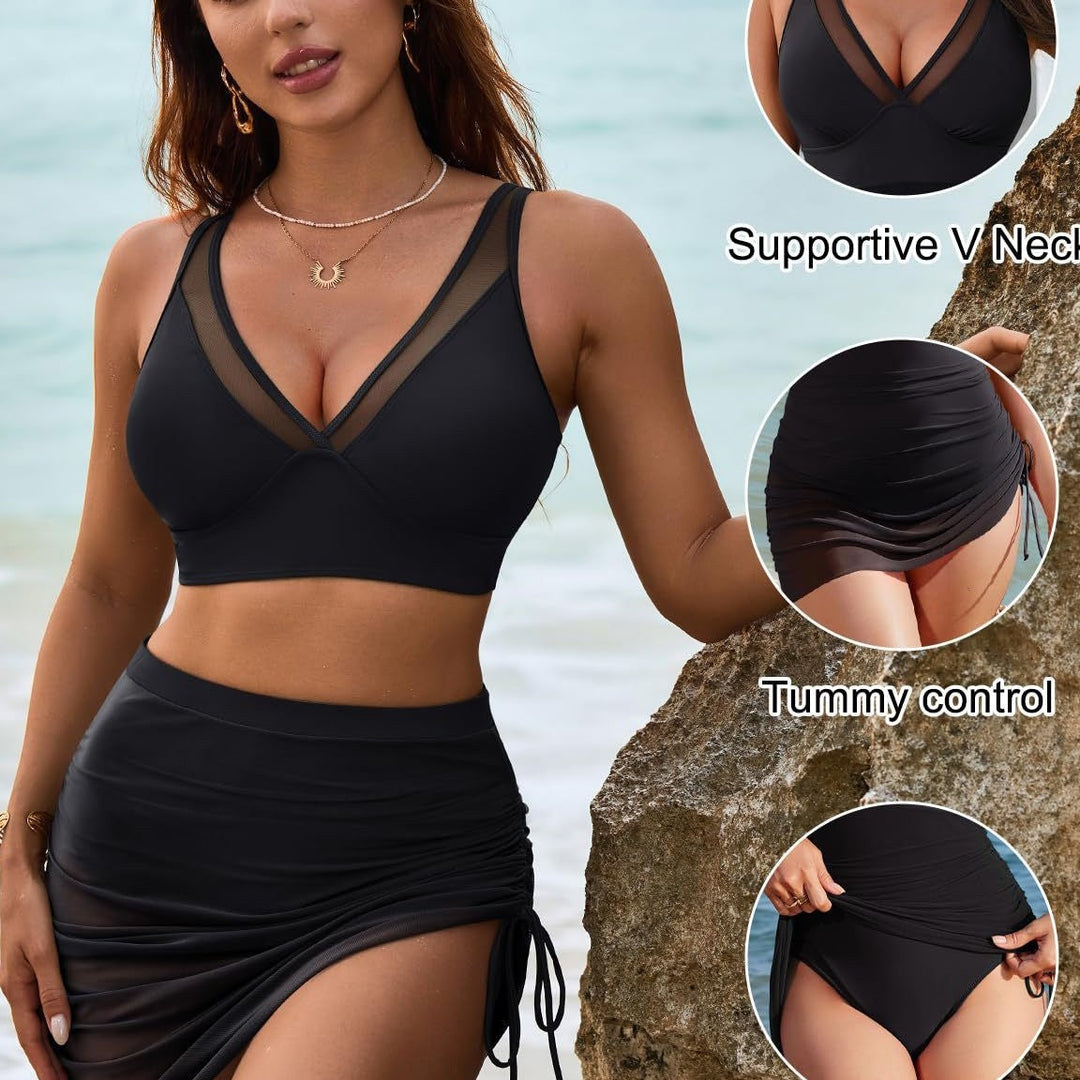 Nalise - High-Waist Mesh Bikini Set