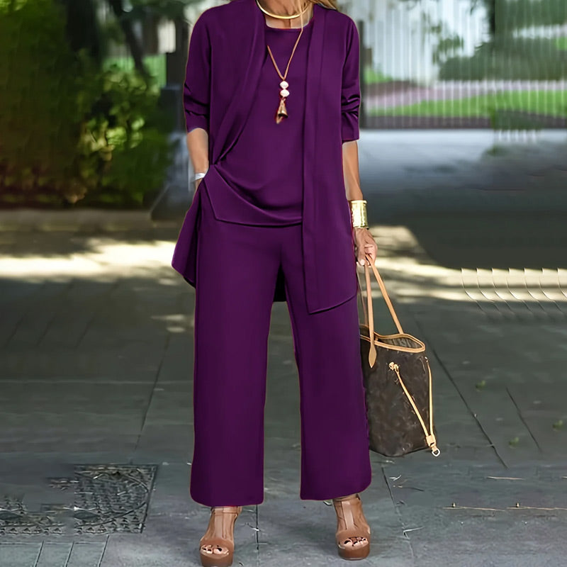 Kevara - Wide-Leg Suiting 3-Piece Set