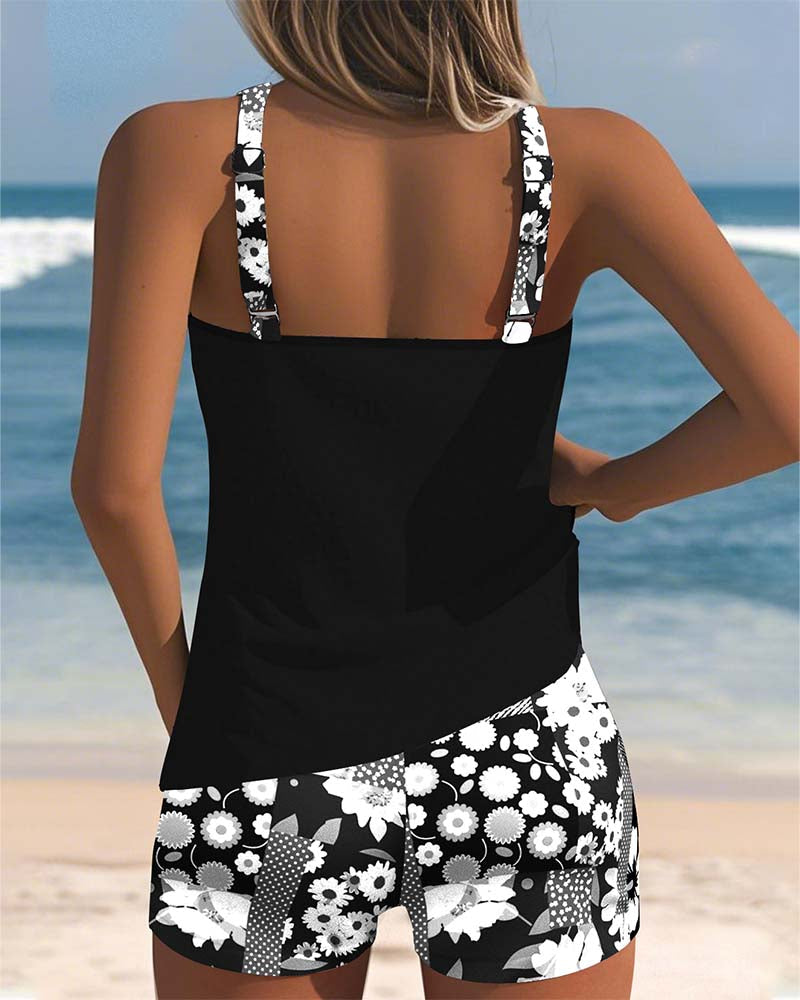 Kireya - Tank-Top Shorts Quick-Dry Knit Swimwear Set