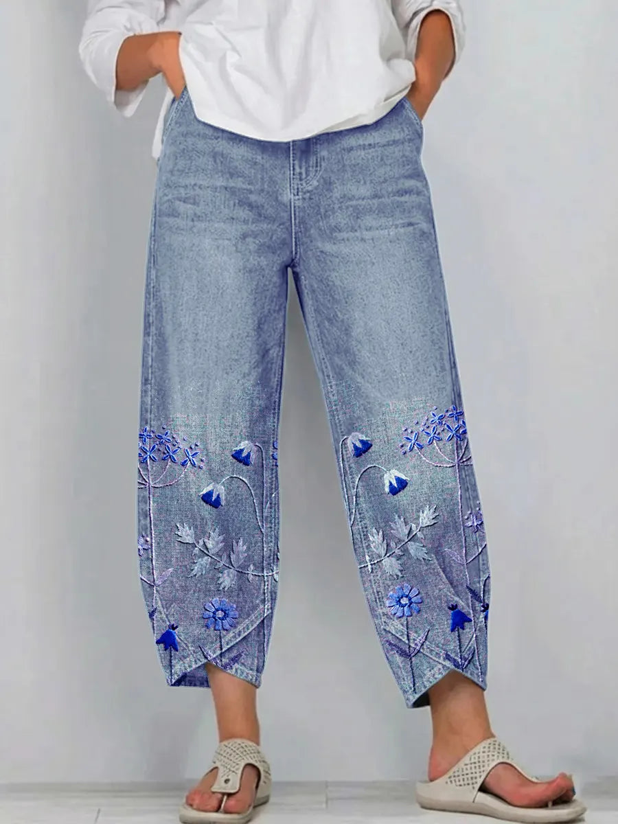 Anvera - Embroidered Cotton Trousers