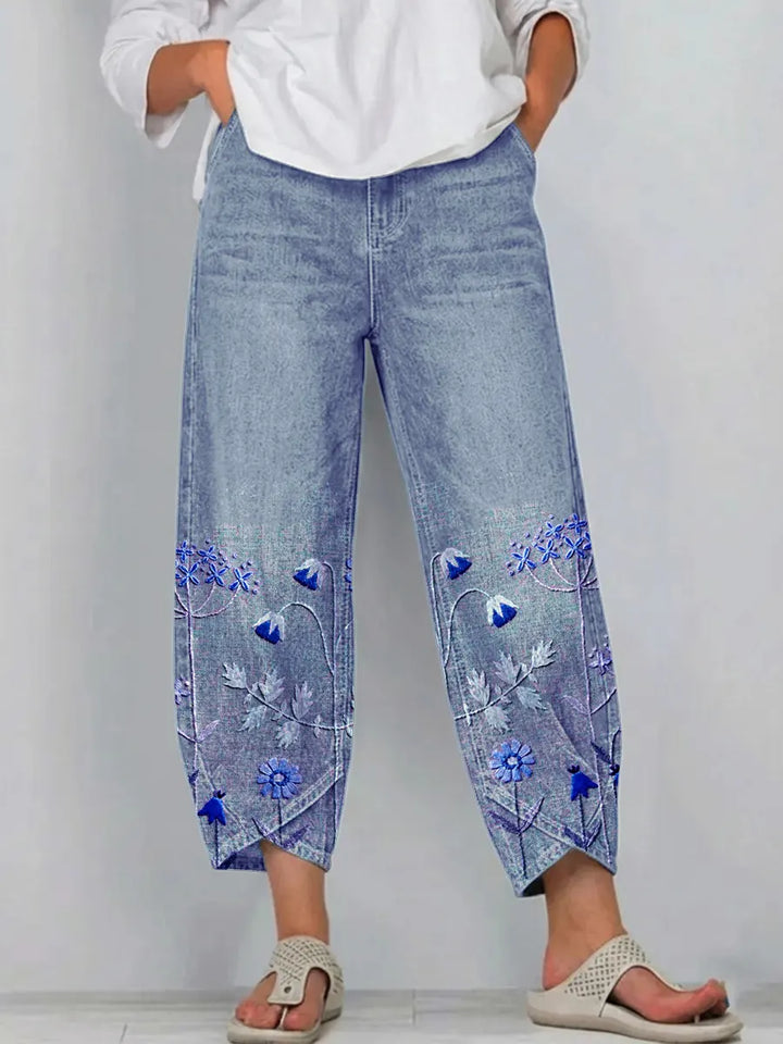 Anvera - Embroidered Cotton Trousers