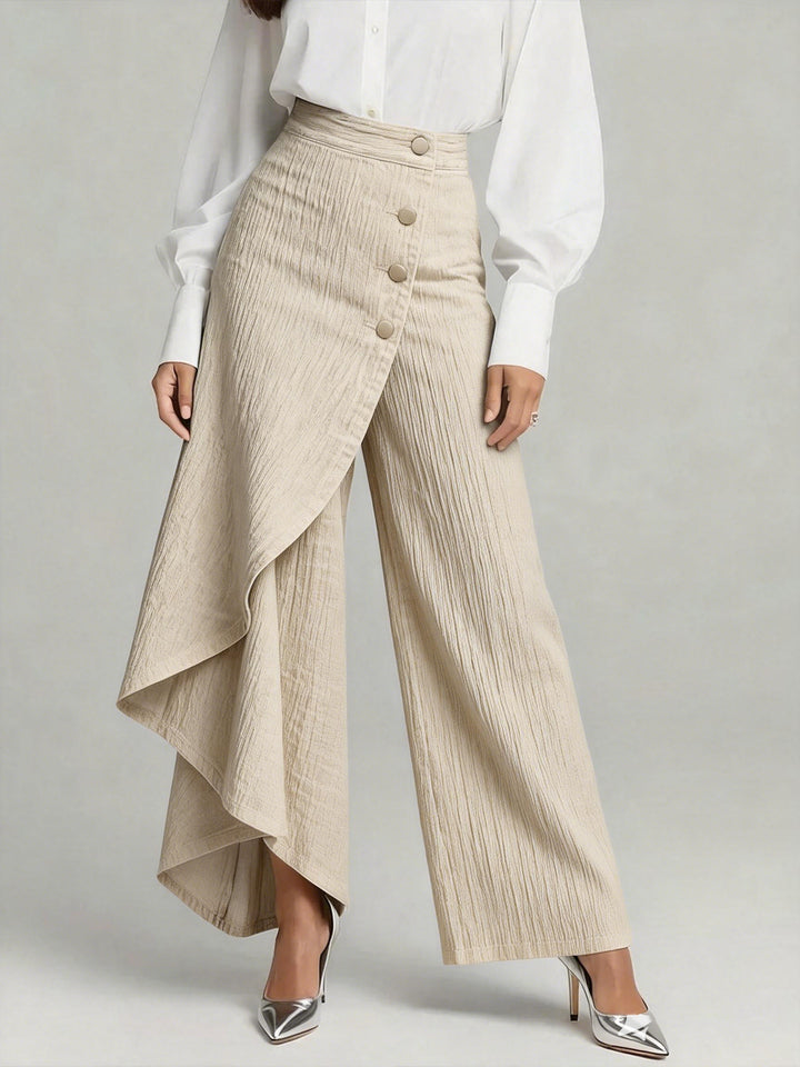 Vesara - Wide-Leg Linen-Cotton Trousers