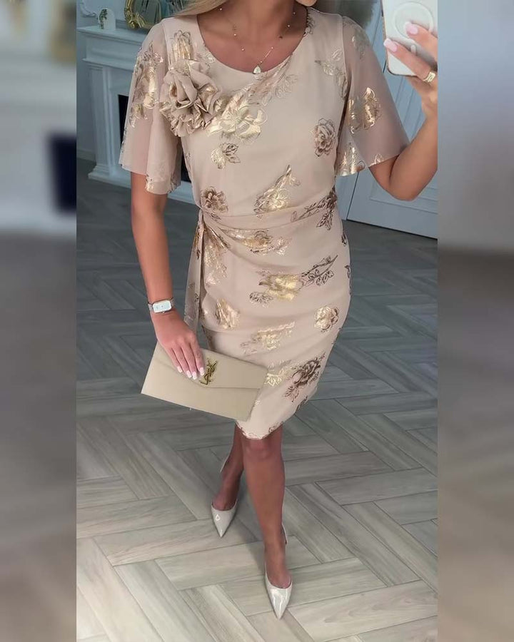 Renali - Buttoned Waist Cotton-Blend Dress