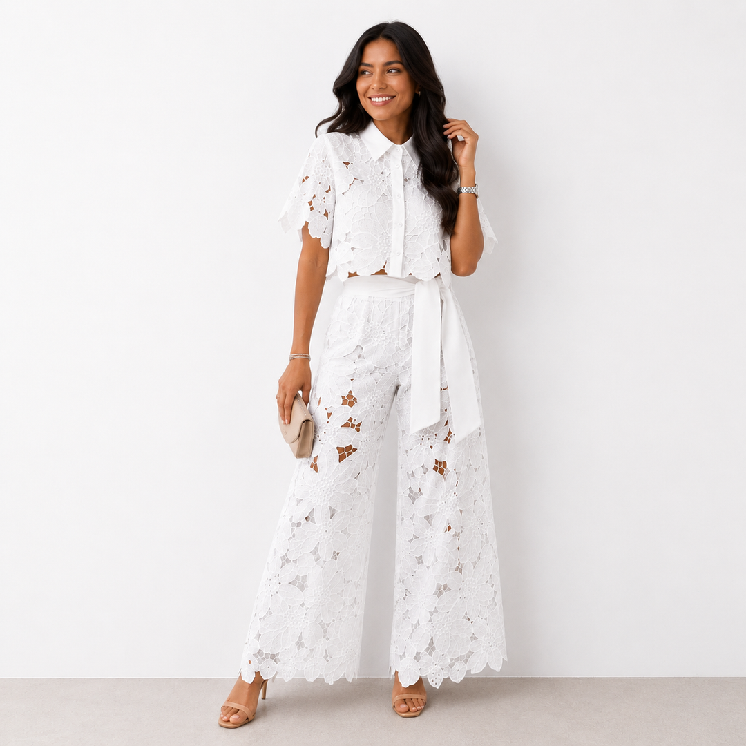 Savira - Embroidered Lace Two-Piece Set