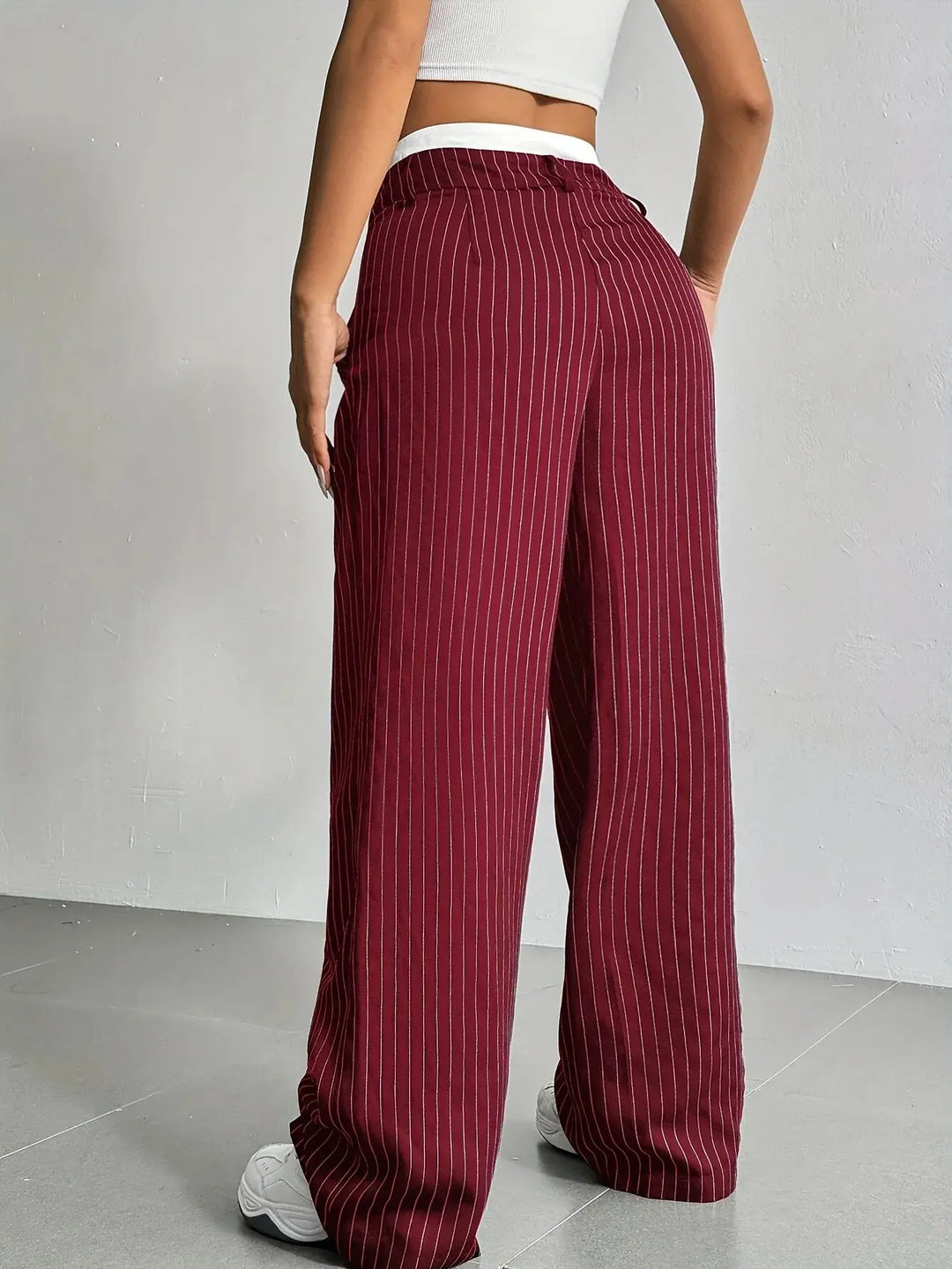 Anevia - High-Waist Pinstripe Trousers