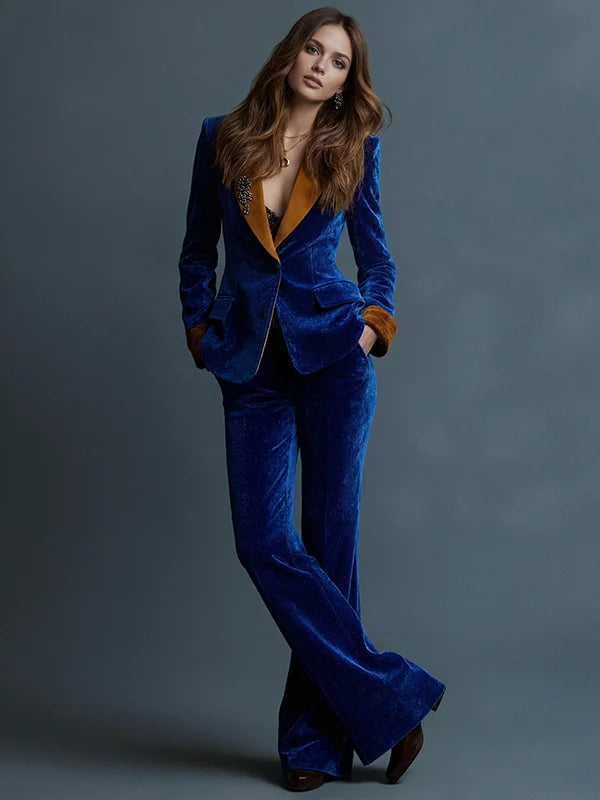 Kelira - Colour-Blocked Velvet Suit