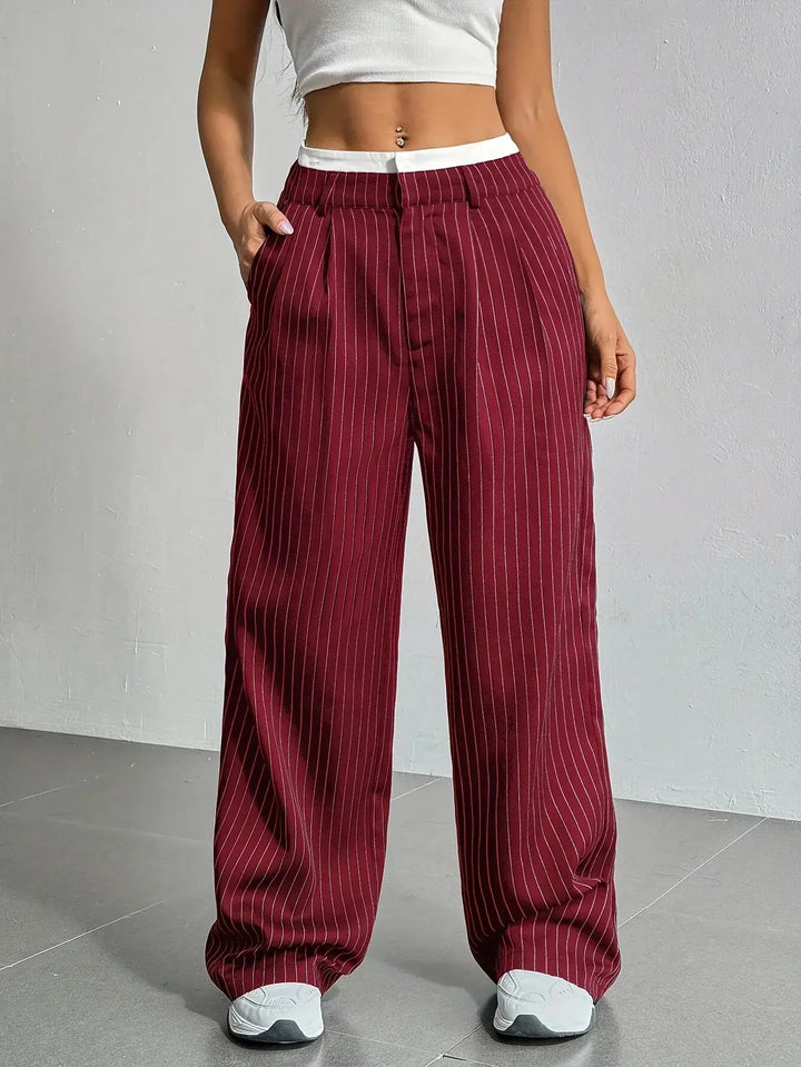 Anevia - High-Waist Pinstripe Trousers