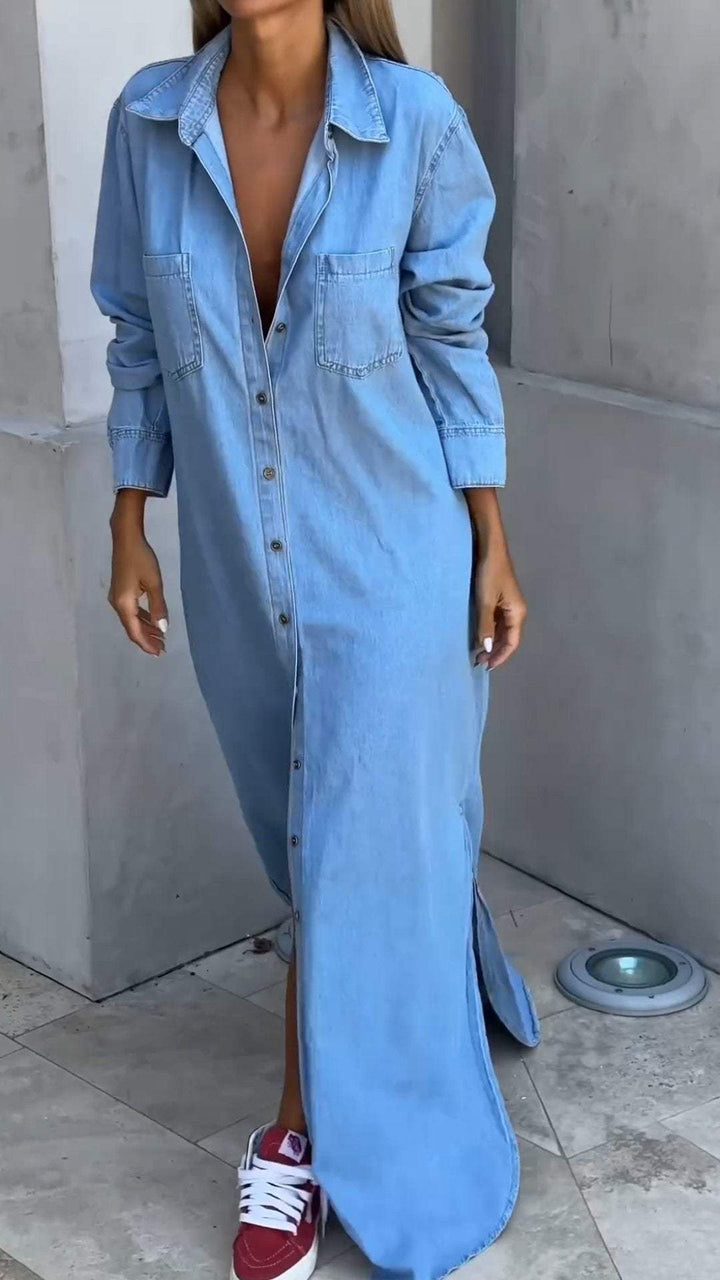 Zarelle - Flap Pocket Denim Dress