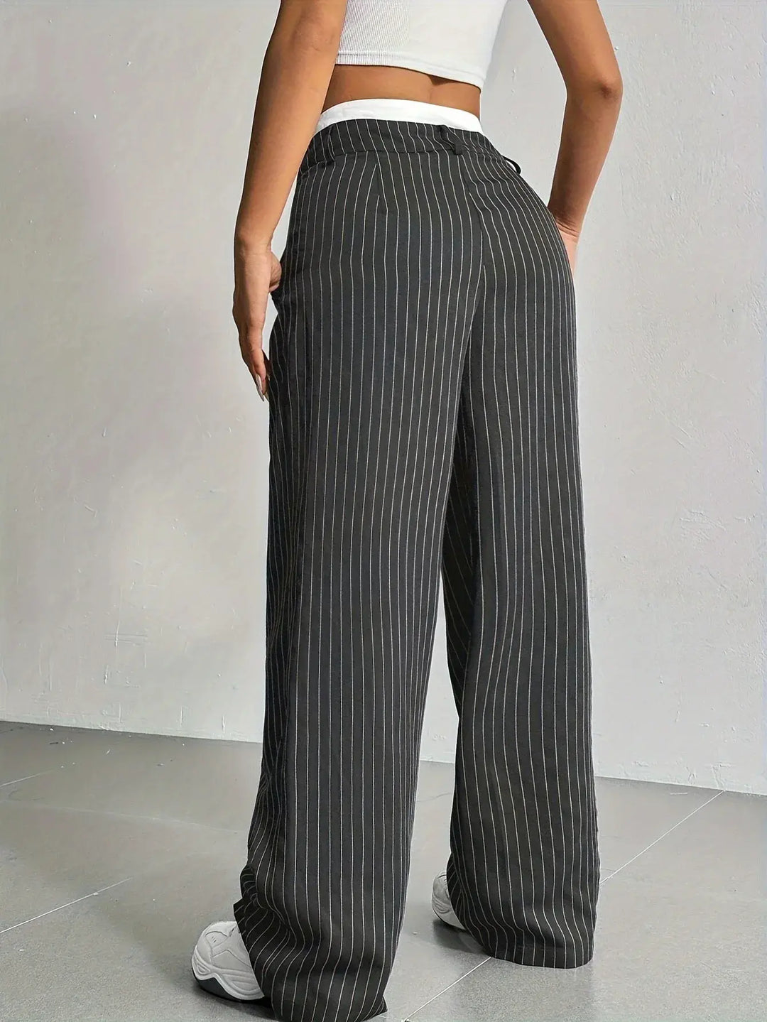 Anevia - High-Waist Pinstripe Trousers