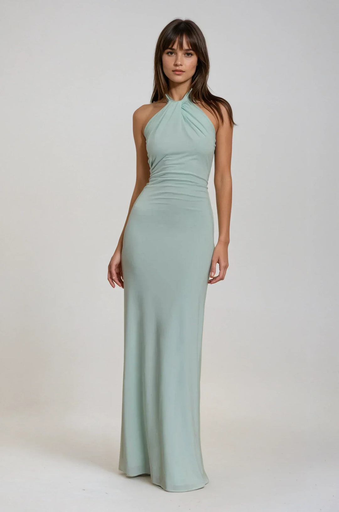 Sivela - Halter Neck Stretch Maxi Dress