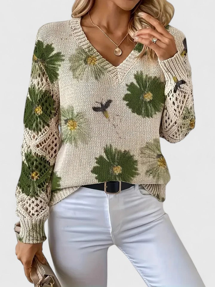 Rivena - V-Neck Fine-Gauge Sweater