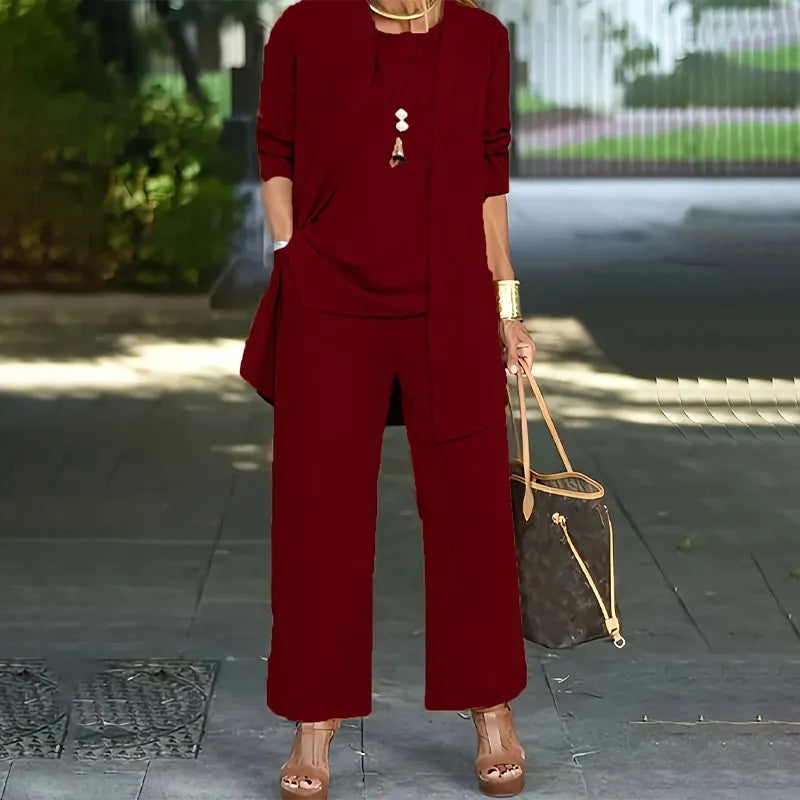 Kevara - Wide-Leg Suiting 3-Piece Set