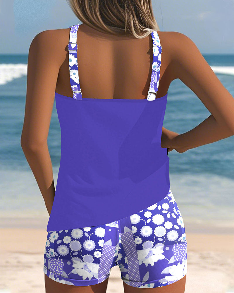 Kireya - Tank-Top Shorts Quick-Dry Knit Swimwear Set