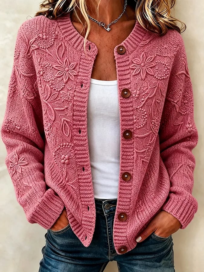 Solira - Maple Leaf Print Fine-Gauge Knit Cardigan