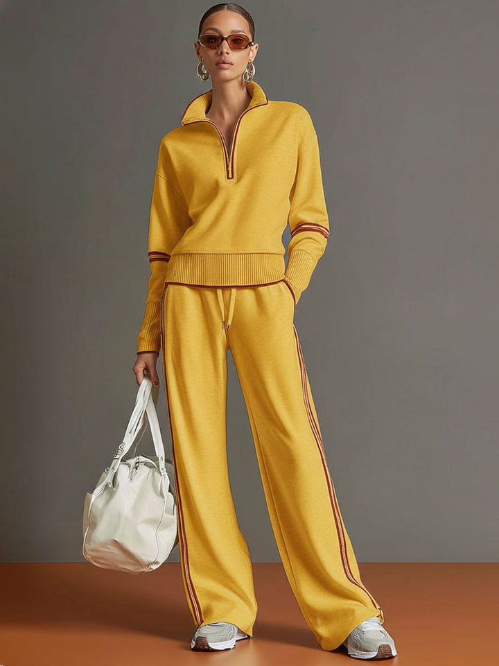 Mireva - Wide-Leg Blouse And Trousers Set