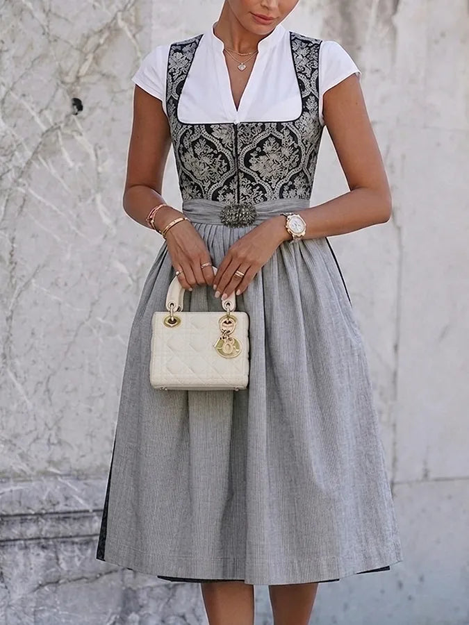 Nivara - Lace-Up Jacquard Dress
