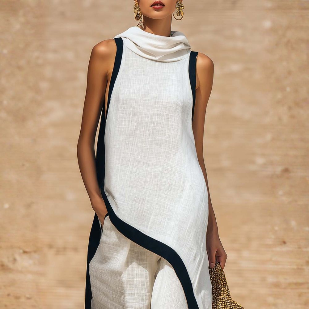 Avylen - Asymmetric Cut Linen-Cotton Set