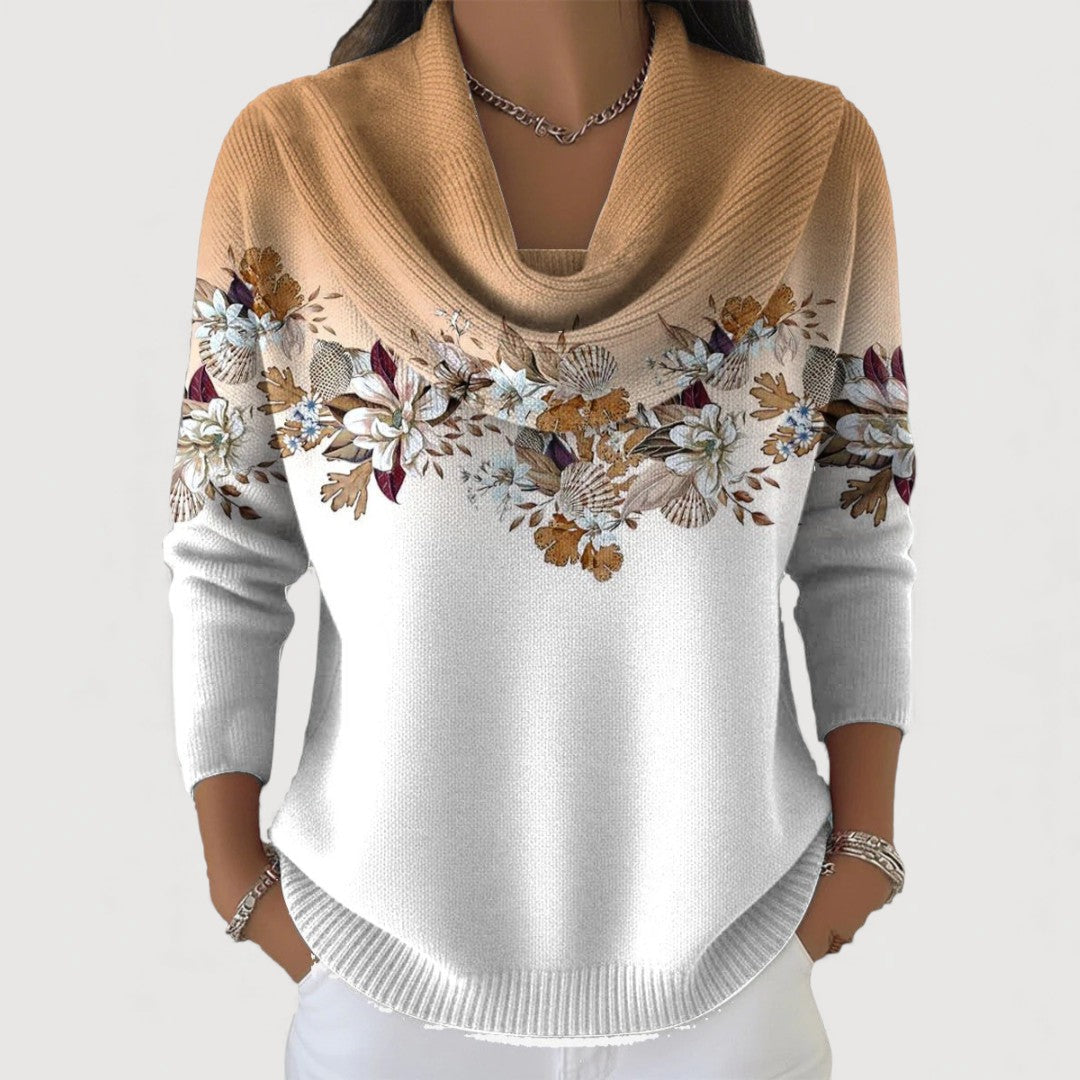Selora - Wide High Neck Cotton Knit Jumper