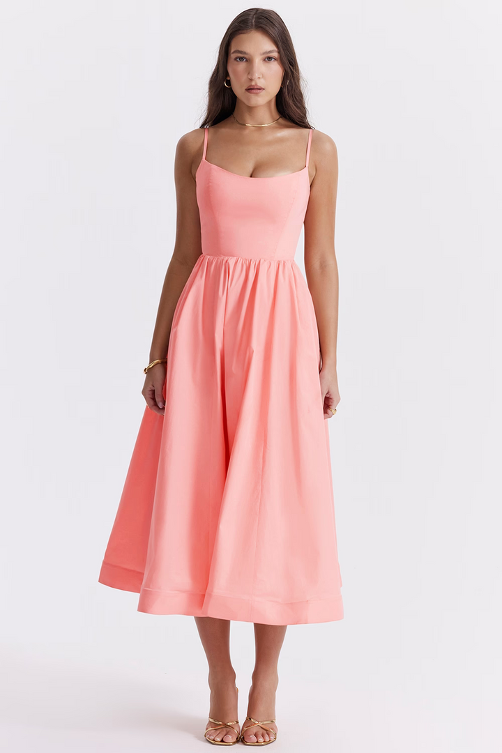 Nolara - Corset-Style Woven Midi Dress