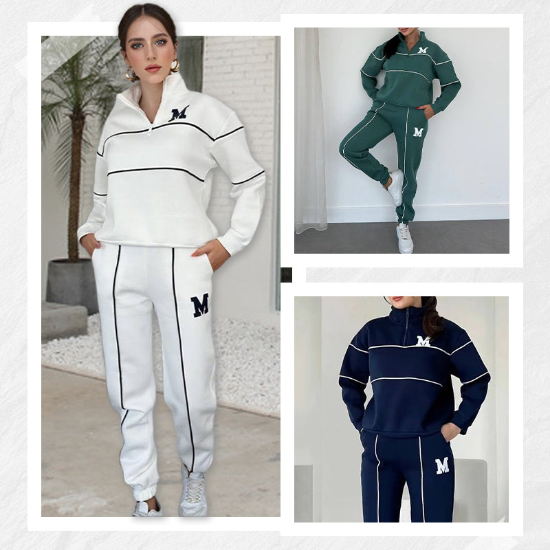 Rilena - Side Stripe Jersey 2-Piece Sweatshirt Set