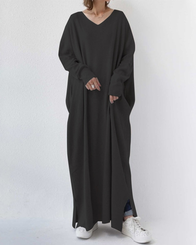 Novira - Deep V-Neck Knit Maxi Dress