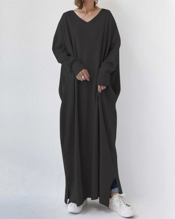Novira - Deep V-Neck Knit Maxi Dress